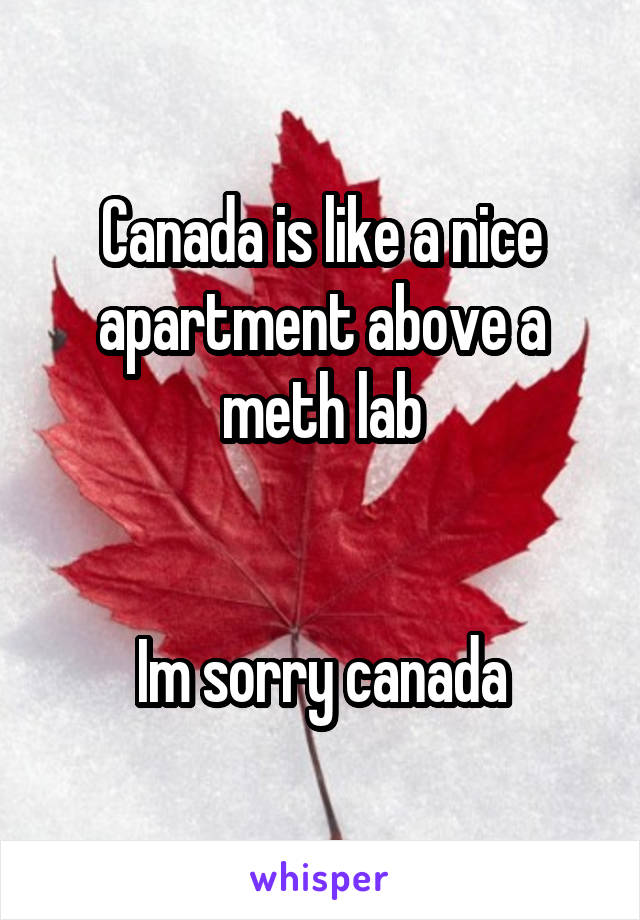 Canada is like a nice apartment above a meth lab
 

Im sorry canada