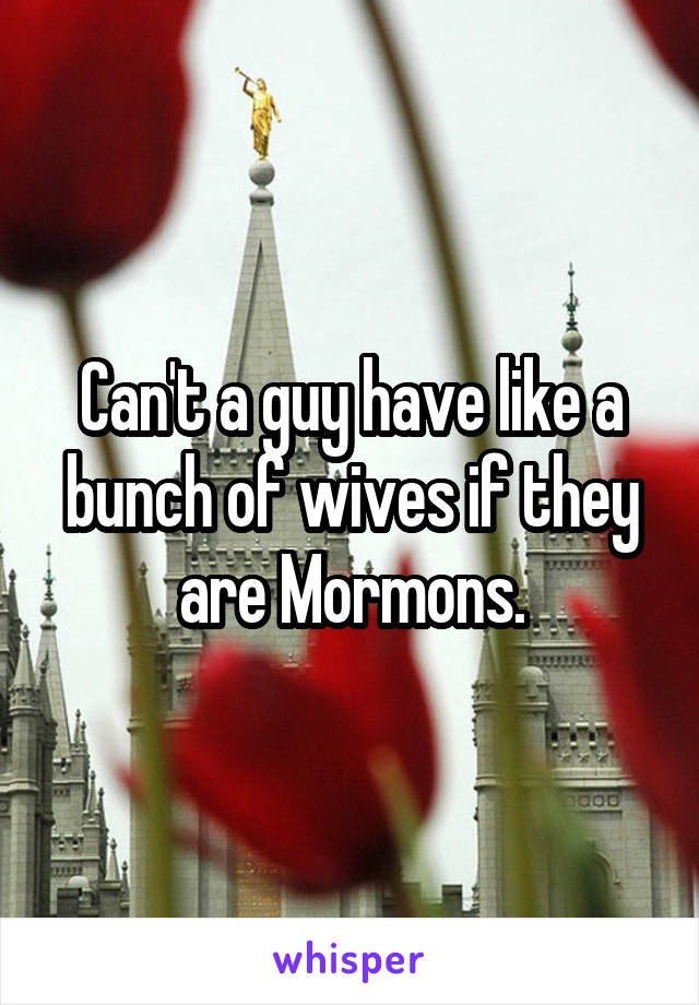Can't a guy have like a bunch of wives if they are Mormons.