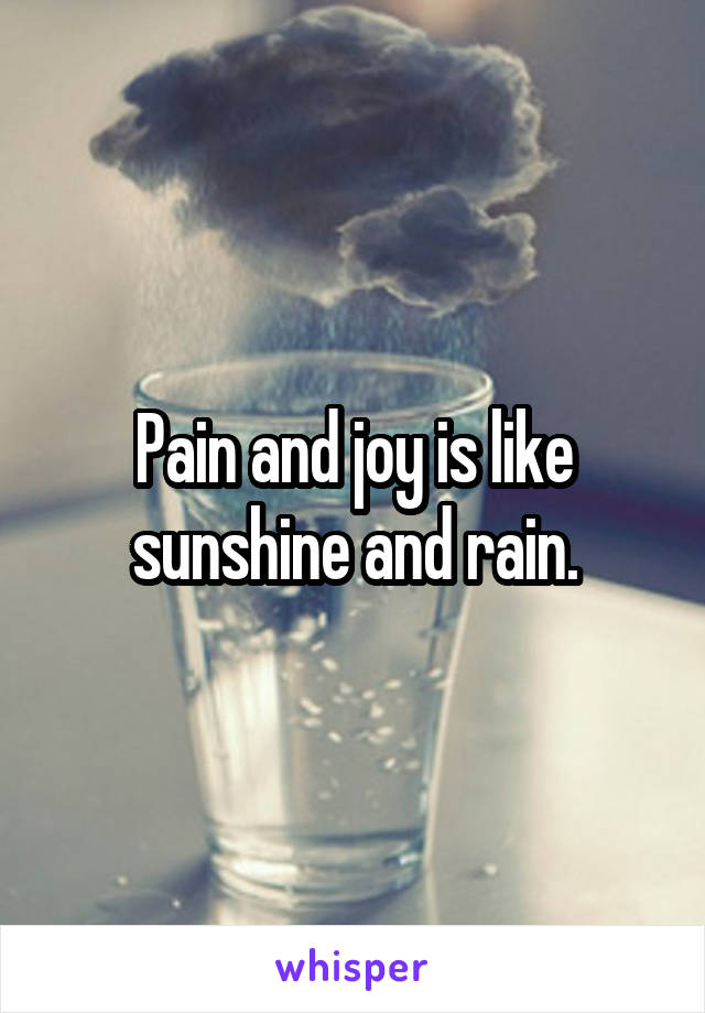 Pain and joy is like sunshine and rain.