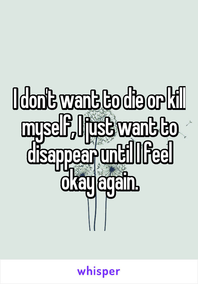 I don't want to die or kill myself, I just want to disappear until I feel okay again.