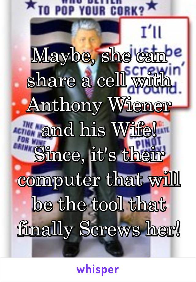 Maybe, she can share a cell with Anthony Wiener and his Wife! Since, it's their computer that will be the tool that finally Screws her!