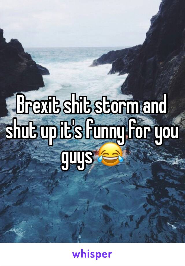 Brexit shit storm and shut up it's funny for you guys 😂 