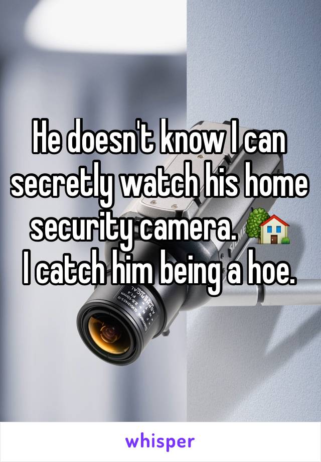 He doesn't know I can secretly watch his home security camera. 🏡 
I catch him being a hoe.