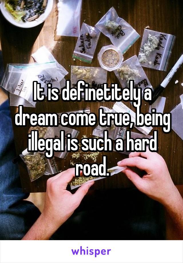 It is definetitely a dream come true, being illegal is such a hard road.