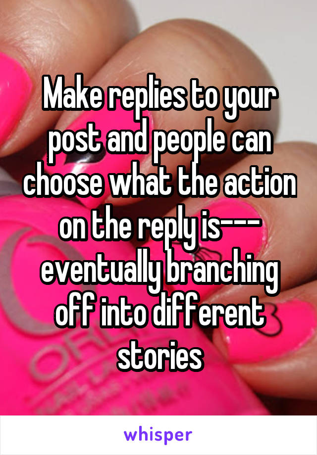 Make replies to your post and people can choose what the action on the reply is--- eventually branching off into different stories