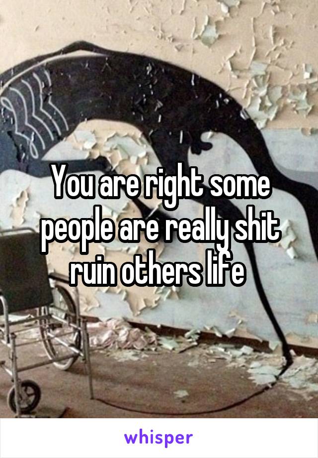 You are right some people are really shit ruin others life 