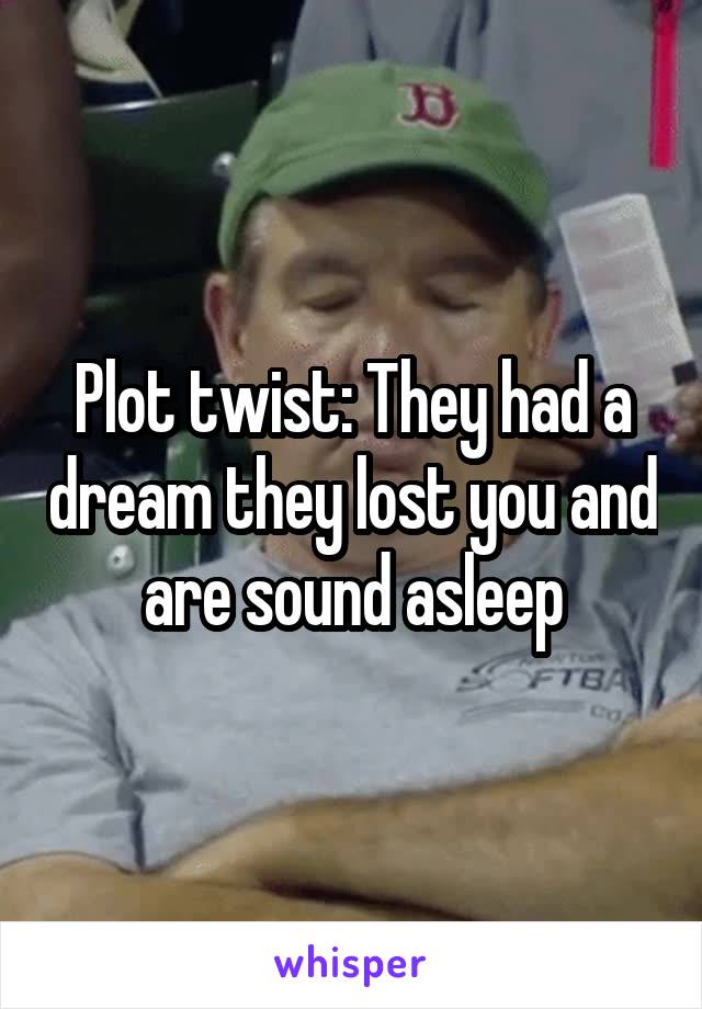 Plot twist: They had a dream they lost you and are sound asleep