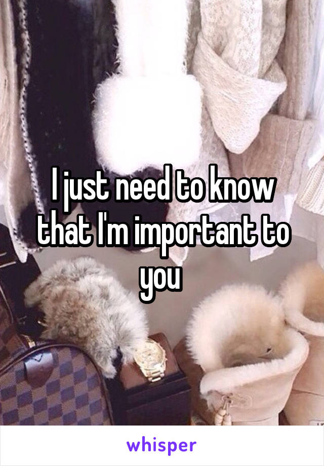 I just need to know that I'm important to you 
