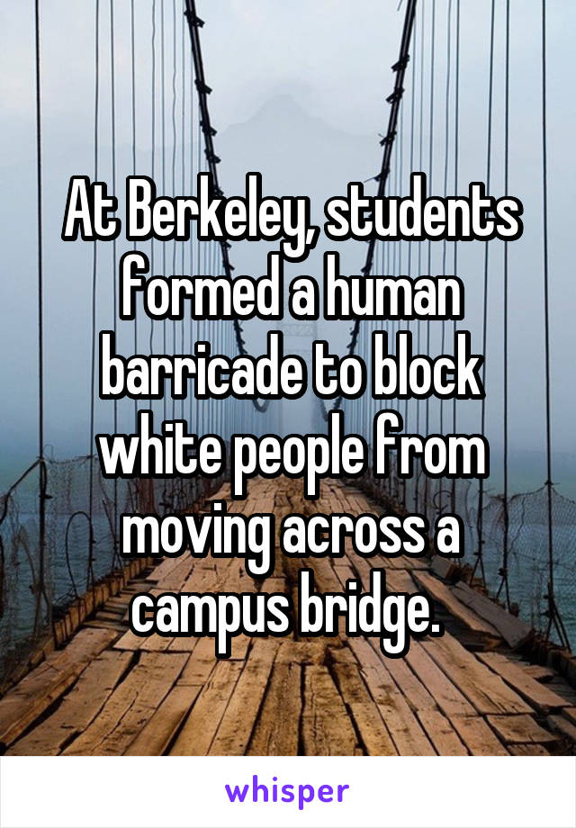 At Berkeley, students formed a human barricade to block white people from moving across a campus bridge. 