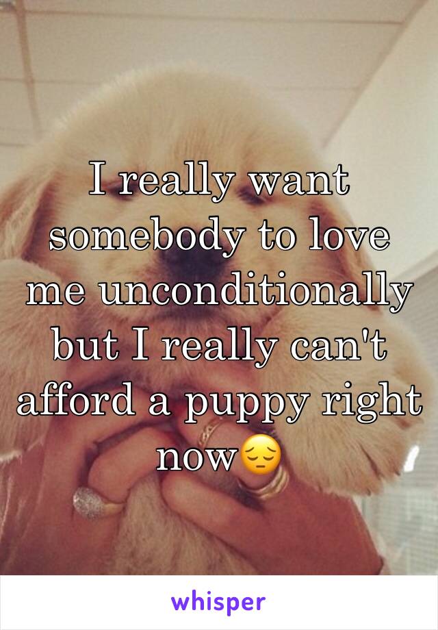 I really want somebody to love me unconditionally but I really can't afford a puppy right now😔