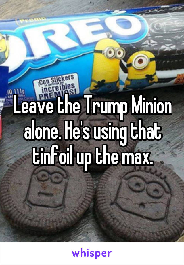 Leave the Trump Minion alone. He's using that tinfoil up the max.