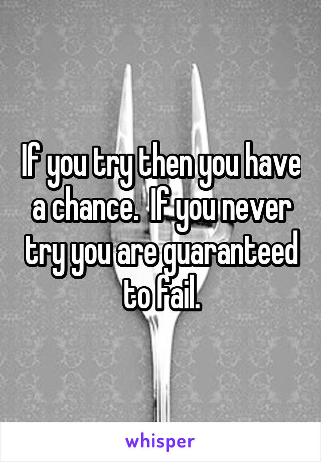 If you try then you have a chance.  If you never try you are guaranteed to fail.