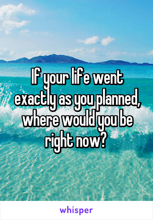 If your life went exactly as you planned, where would you be right now? 