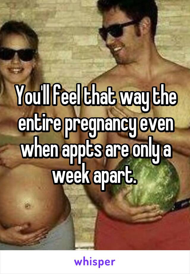 You'll feel that way the entire pregnancy even when appts are only a week apart. 