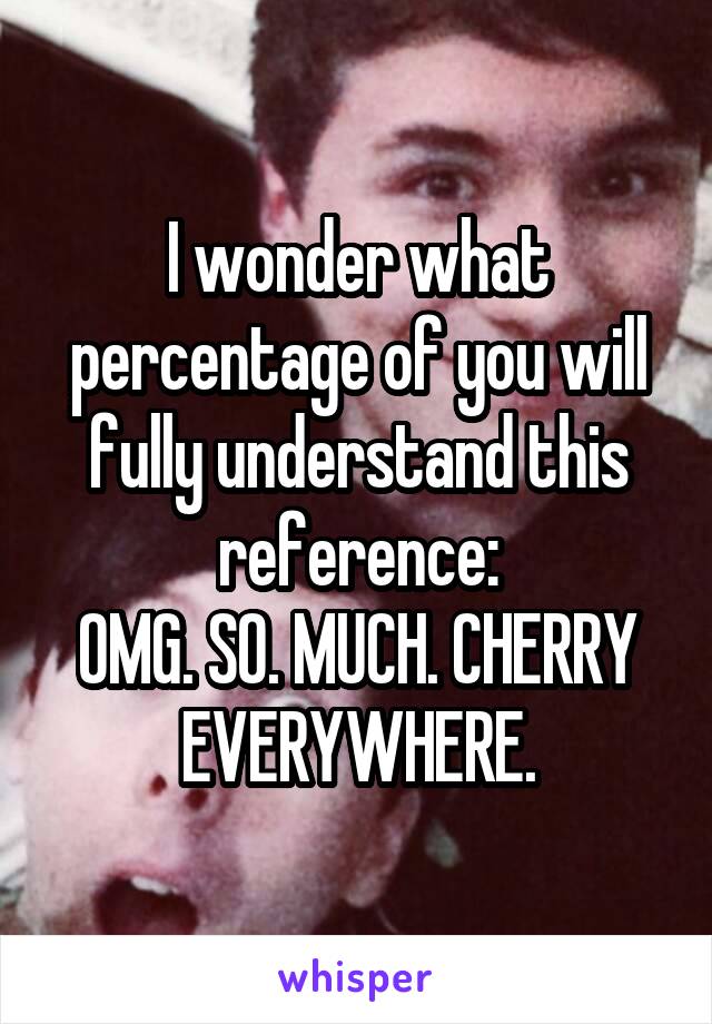 I wonder what percentage of you will fully understand this reference:
OMG. SO. MUCH. CHERRY EVERYWHERE.