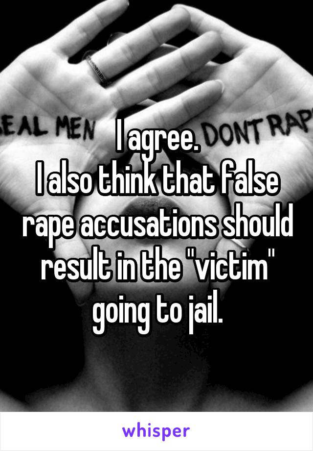 I agree.
I also think that false rape accusations should result in the "victim" going to jail.