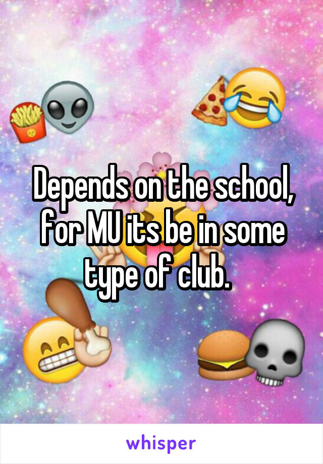 Depends on the school, for MU its be in some type of club.  