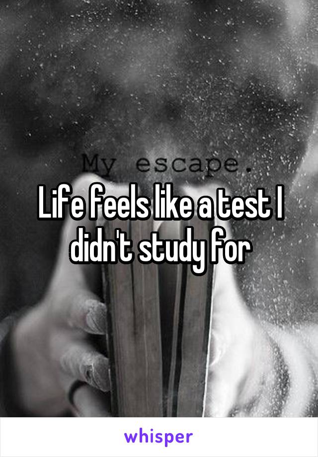 Life feels like a test I didn't study for