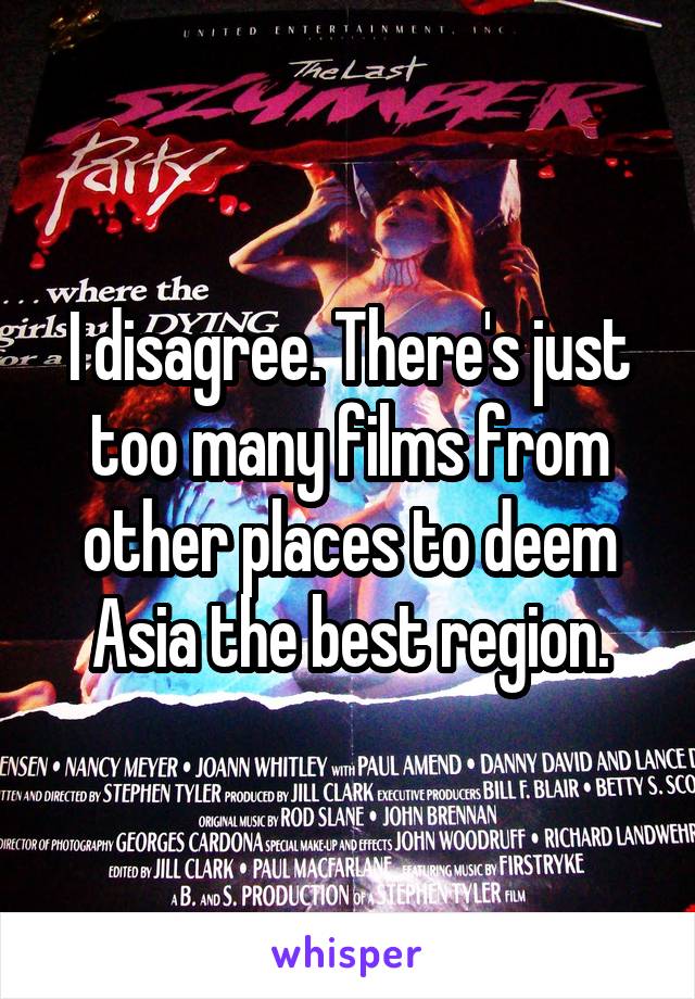 I disagree. There's just too many films from other places to deem Asia the best region.