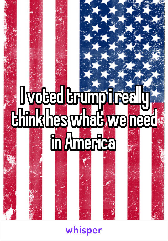 I voted trump i really think hes what we need in America 