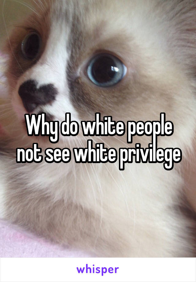Why do white people not see white privilege