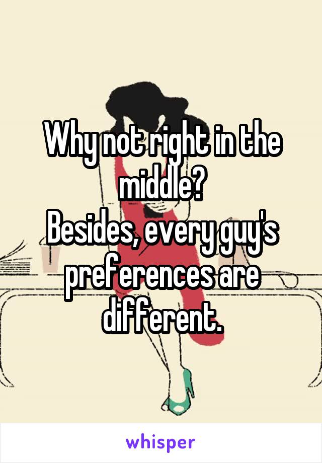 Why not right in the middle?
Besides, every guy's preferences are different.