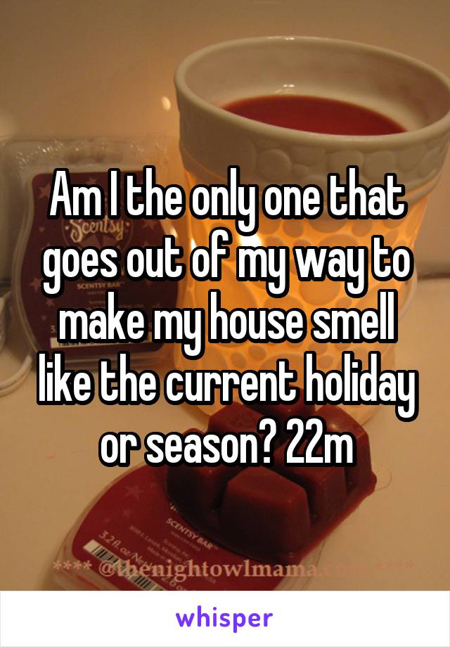 Am I the only one that goes out of my way to make my house smell like the current holiday or season? 22m