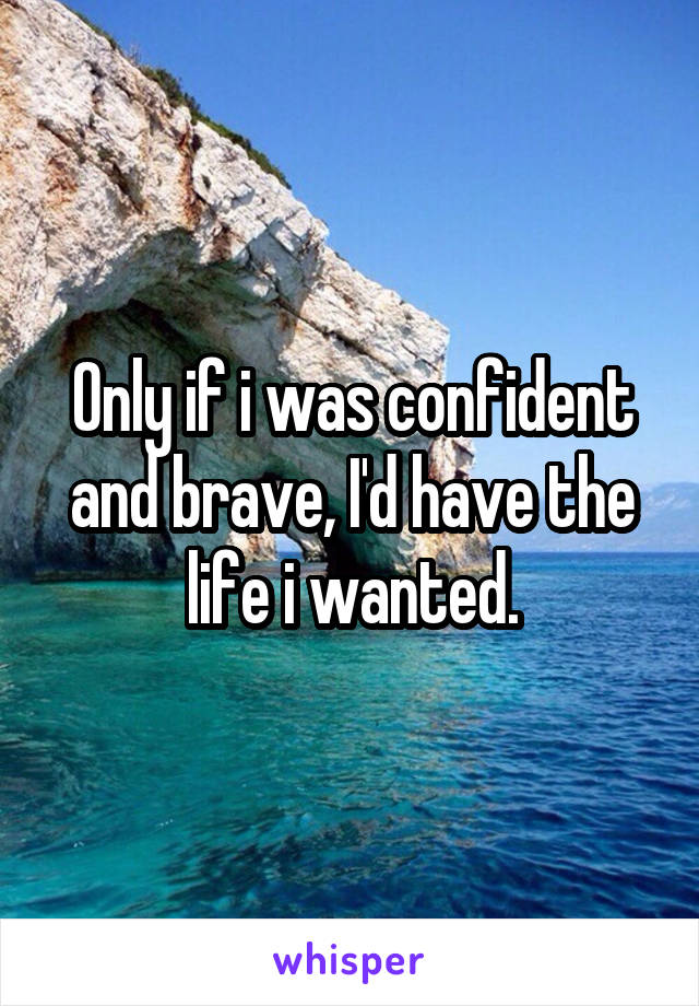 Only if i was confident and brave, I'd have the life i wanted.