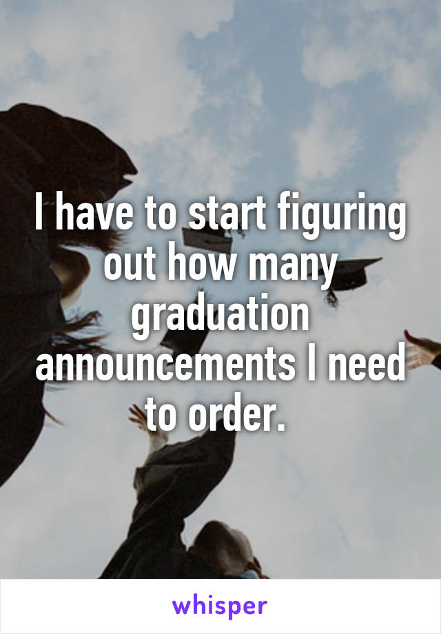 I have to start figuring out how many graduation announcements I need to order. 