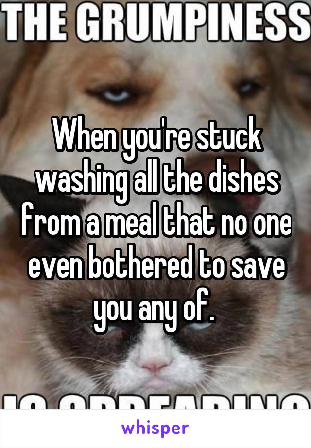 When you're stuck washing all the dishes from a meal that no one even bothered to save you any of. 
