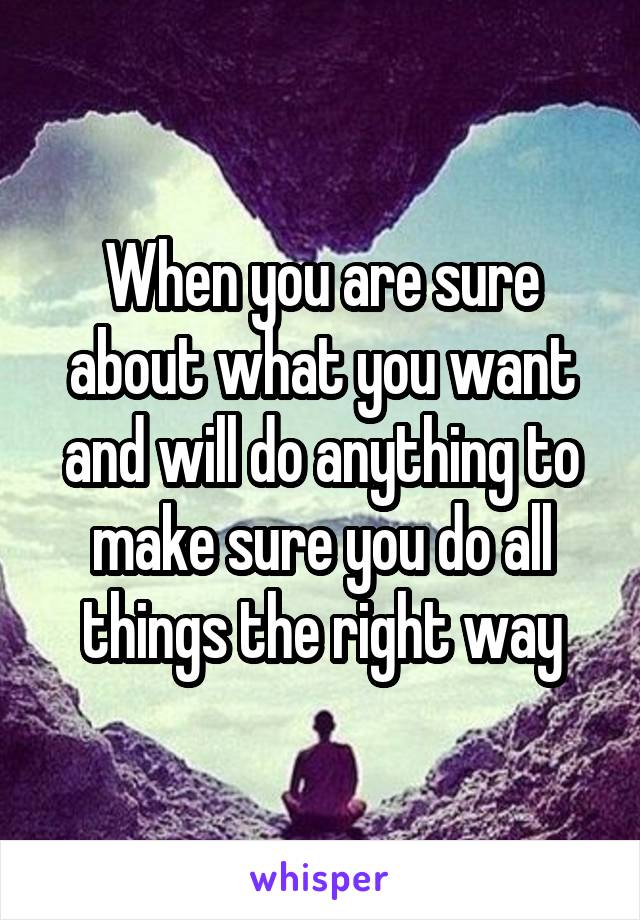 When you are sure about what you want and will do anything to make sure you do all things the right way