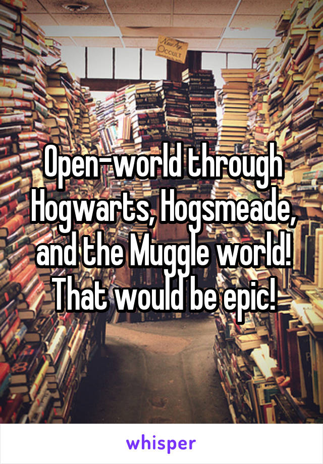 Open-world through Hogwarts, Hogsmeade, and the Muggle world! That would be epic!