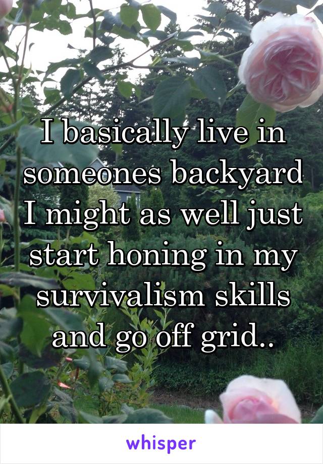 I basically live in someones backyard I might as well just start honing in my survivalism skills and go off grid..