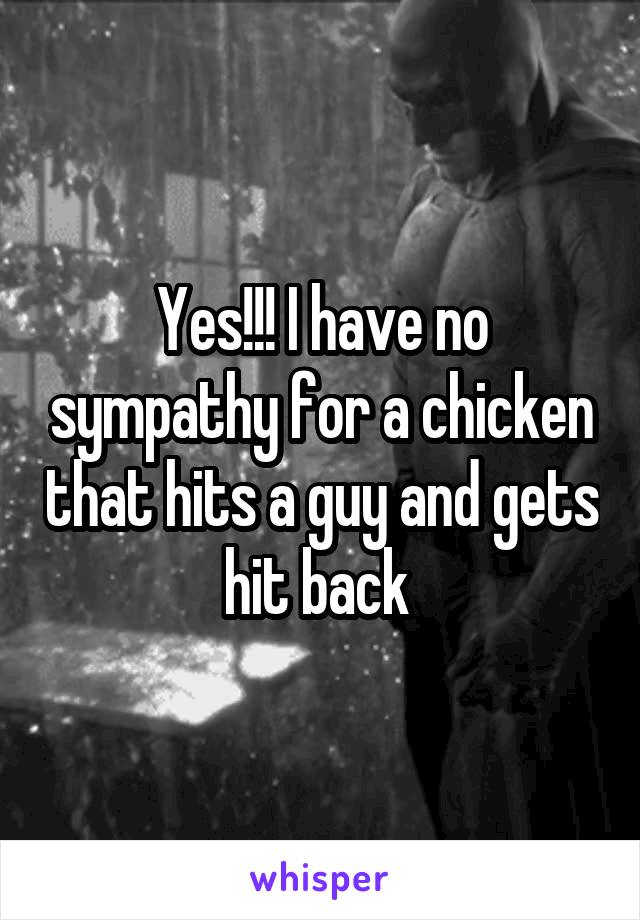 Yes!!! I have no sympathy for a chicken that hits a guy and gets hit back 