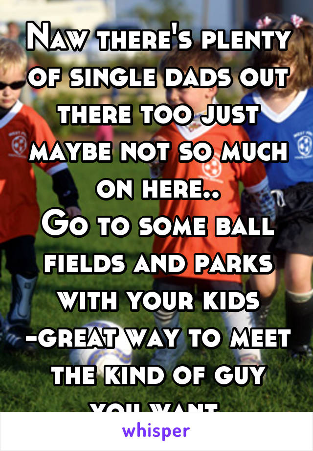 Naw there's plenty of single dads out there too just maybe not so much on here..
Go to some ball fields and parks with your kids -great way to meet the kind of guy you want 