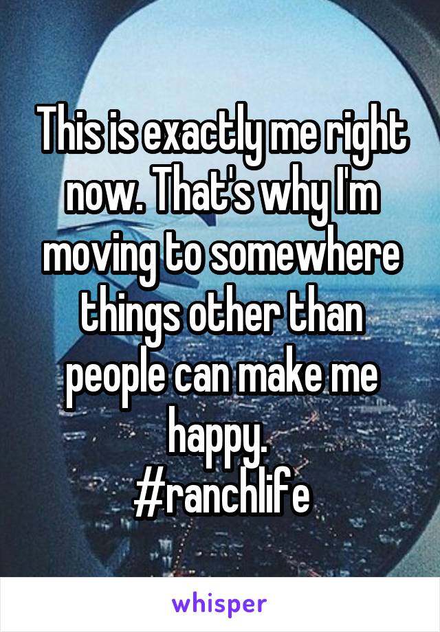 This is exactly me right now. That's why I'm moving to somewhere things other than people can make me happy. 
#ranchlife