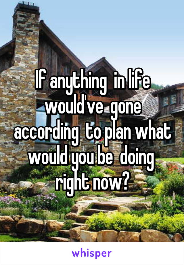If anything  in life would've  gone according  to plan what would you be  doing  right now?