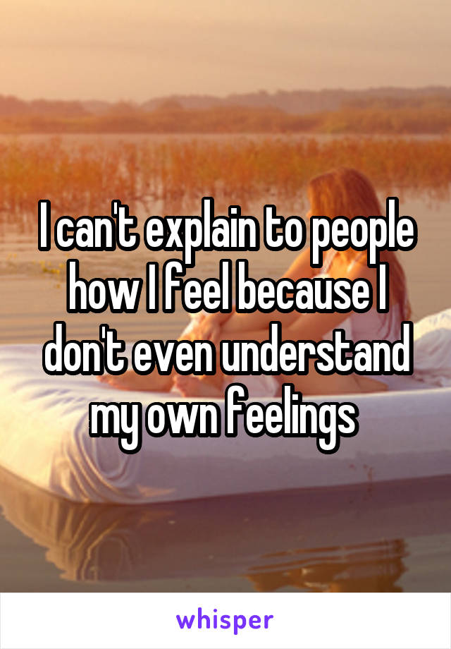 I can't explain to people how I feel because I don't even understand my own feelings 
