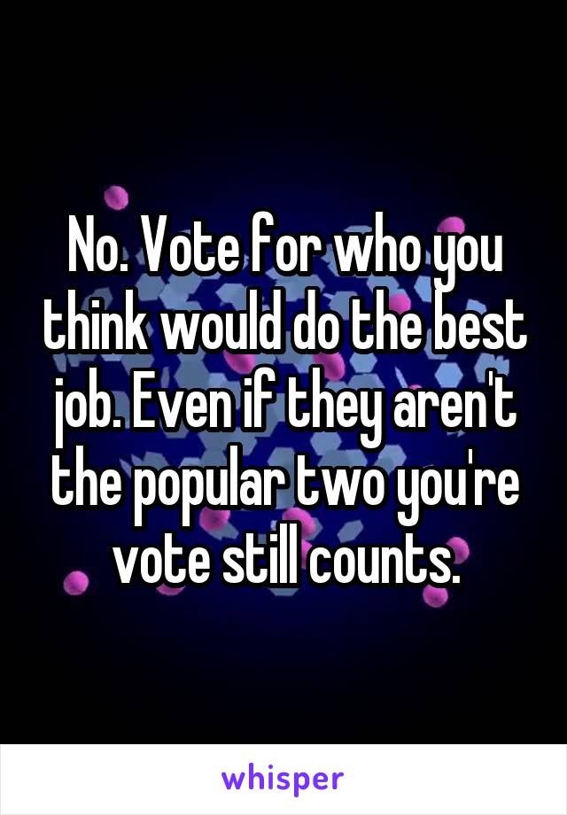 No. Vote for who you think would do the best job. Even if they aren't the popular two you're vote still counts.