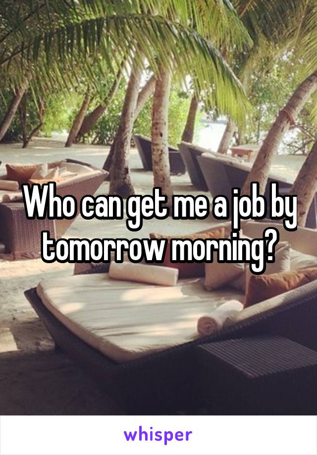 Who can get me a job by tomorrow morning?