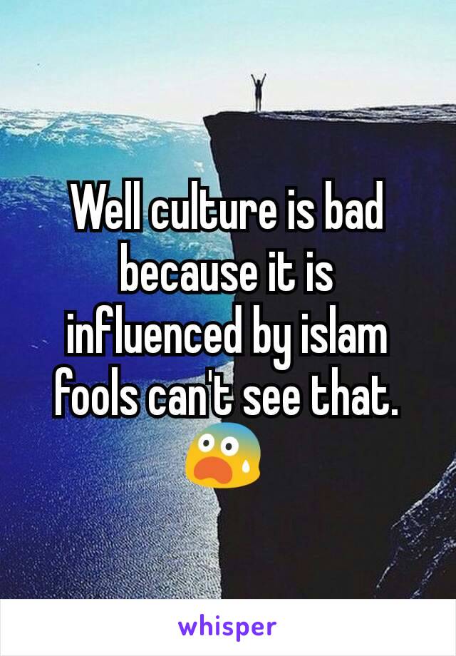 Well culture is bad because it is influenced by islam fools can't see that. 😨 