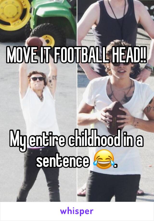 MOVE IT FOOTBALL HEAD!!



My entire childhood in a sentence 😂.