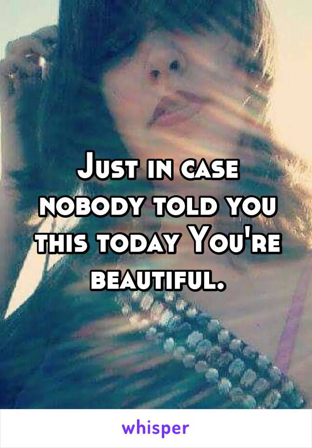 Just in case nobody told you this today You're beautiful.