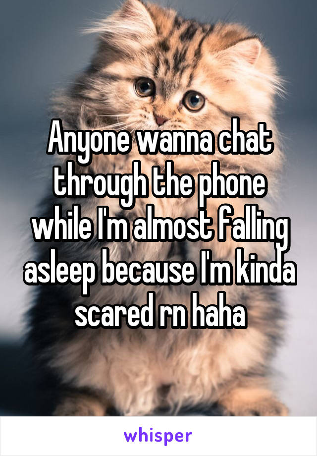 Anyone wanna chat through the phone while I'm almost falling asleep because I'm kinda scared rn haha