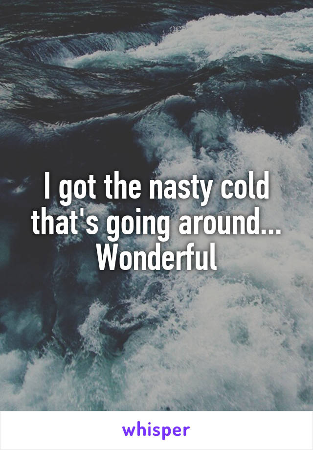 I got the nasty cold that's going around...
Wonderful