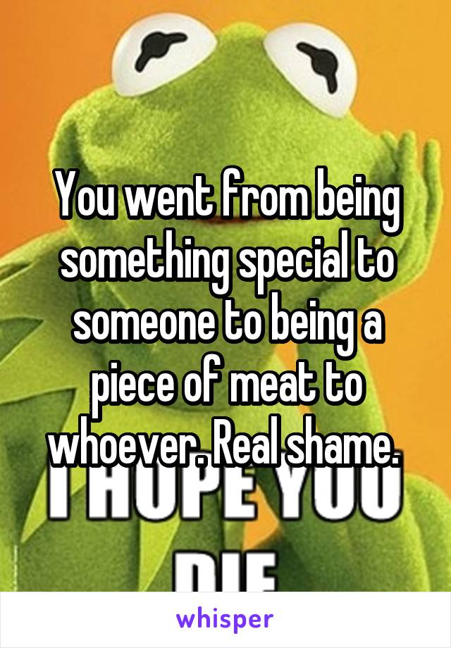 You went from being something special to someone to being a piece of meat to whoever. Real shame. 