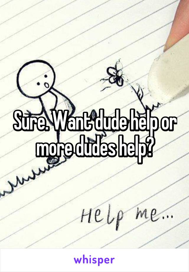 Sure. Want dude help or more dudes help?