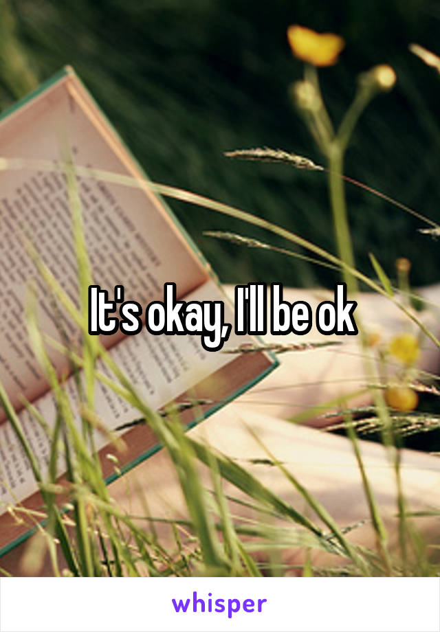 It's okay, I'll be ok