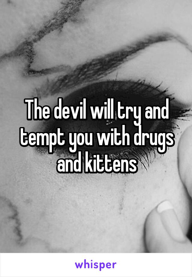 The devil will try and tempt you with drugs and kittens