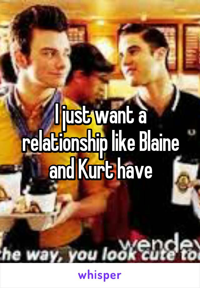 I just want a relationship like Blaine and Kurt have